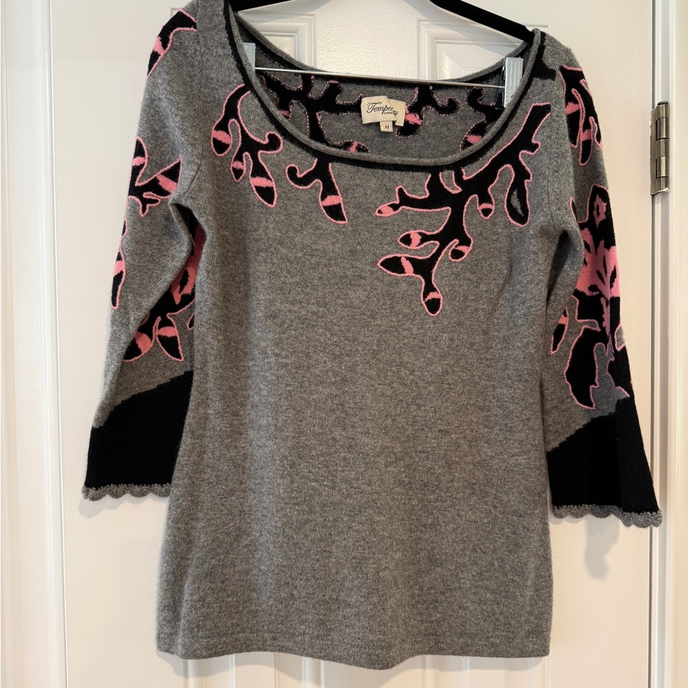 Temperley London Gray and Pink Knit with Black Details